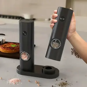 2pc Electric Pepper Grinder Set, Salt and Pepper, Modern Design, One-Hand Operation, Adjustable Coarseness, Battery Powered, Kitchen Gadgets