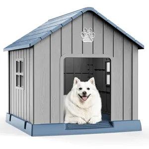 Large Dog House Indoor Outdoor Waterproof,Puppy Shelter with Air Vents and Elevated Floor,Sturdy Dog Kennel for Small to Large Sized Dogs, Easy to Assemble