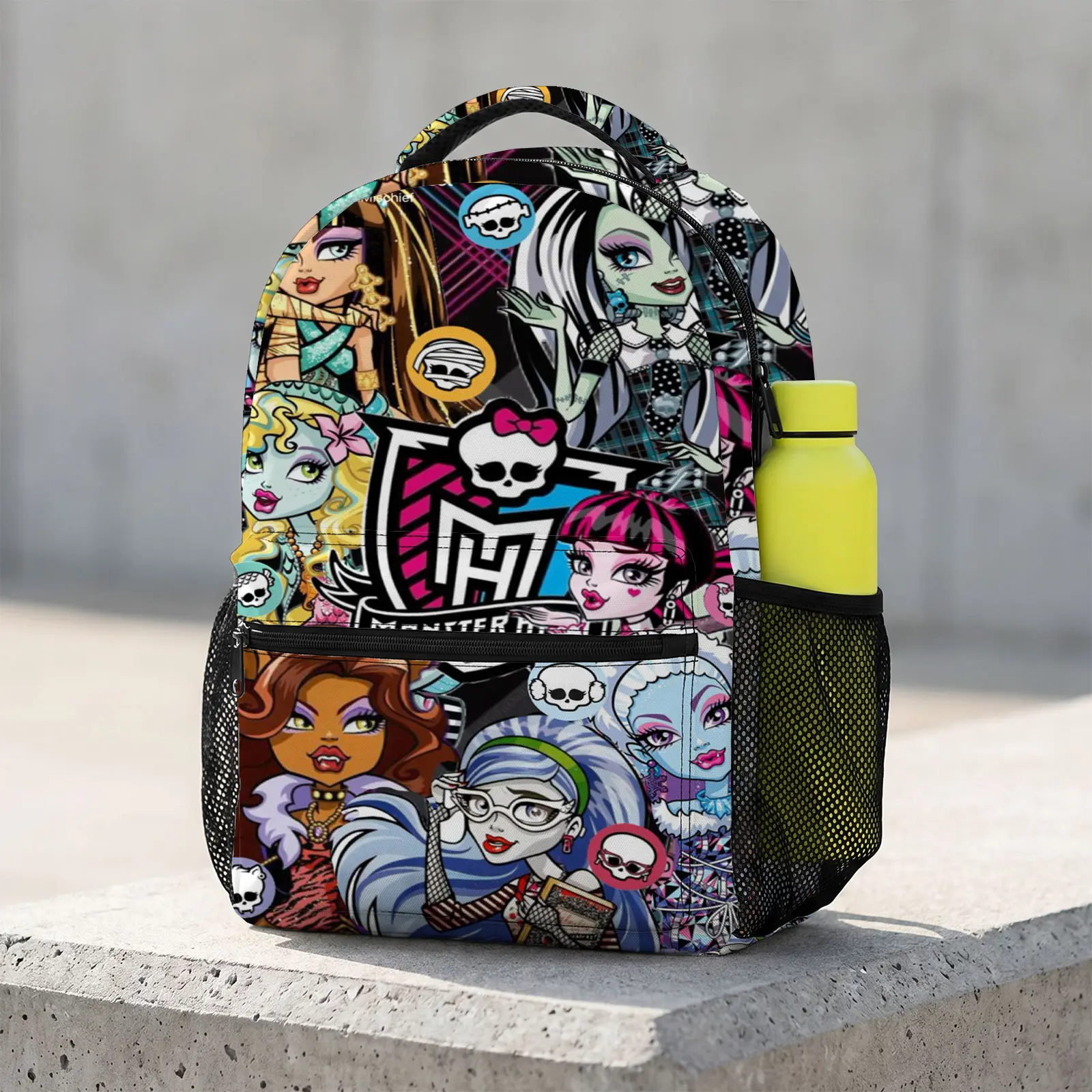 Cute Cartoon Printed Unisex Daypack, 17-Inch Large Backpacks for School for Teens & Kids with Adjustable Chest Buckle and Front Zipper Pocket, Back To School Haul, School Supplies
