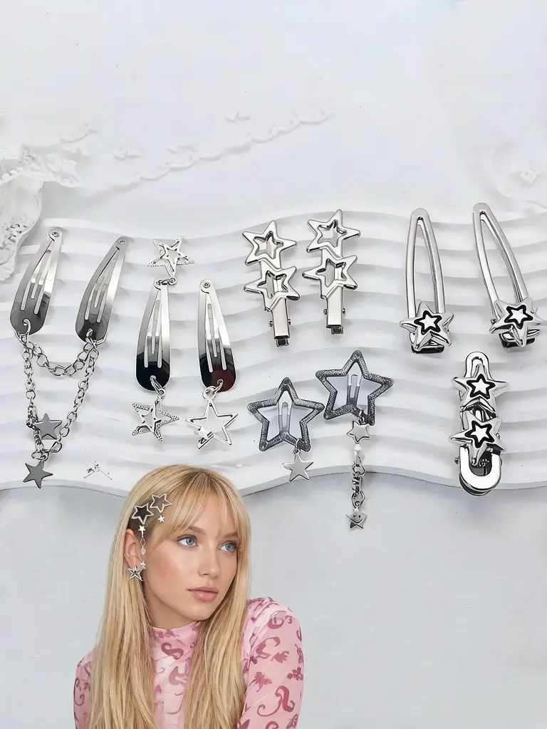 Cute Star Design Hair Clips, Y2K Style Fashion Hair Accessories for Women, Lovely Hair Barrettes for Daily Wear & Party, Ideal Birthday Gift