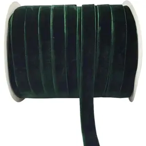 10 Yards Velvet Ribbon Spool (Dark Green, 5/8")