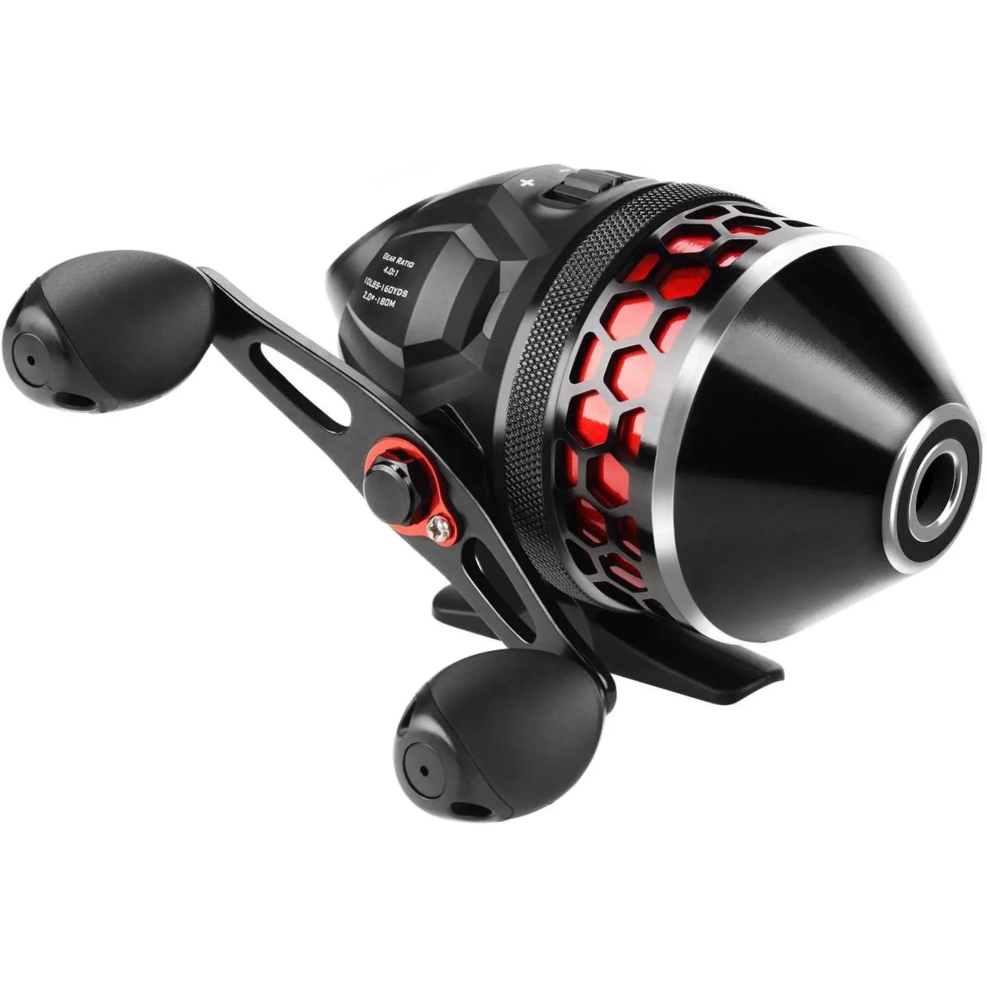 Spincast Fishing Reel for Outdoor Fishing Supplies - Push Button Spin Casting, 4.0:1 Gear Ratio, 5 Ball Bearings, Reversible Handle, Includes Monofilament Line, Reversible Retrieve Functionality, Push Button Casting