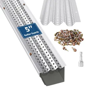 5" Gutter Guard 50Ft 17 PCS, 0.275" Micro-Mesh Leaf Guards for Gutters, Fit for All Roof Types, DIY Installation