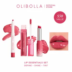 [OLIBOLLA  Official] LIP VOLUME HACK TRIO (3 Shades, Lip Mate Pencil 0.85g & Melting Balm 3g & Color Gloss 4g) Long-Lasting Waterproof