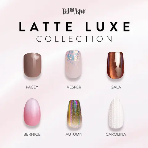 Red Aspen Latte Luxe Press On Nails Collection Salon-Quality Damage-Free 2-Week Wear Nail Dashes