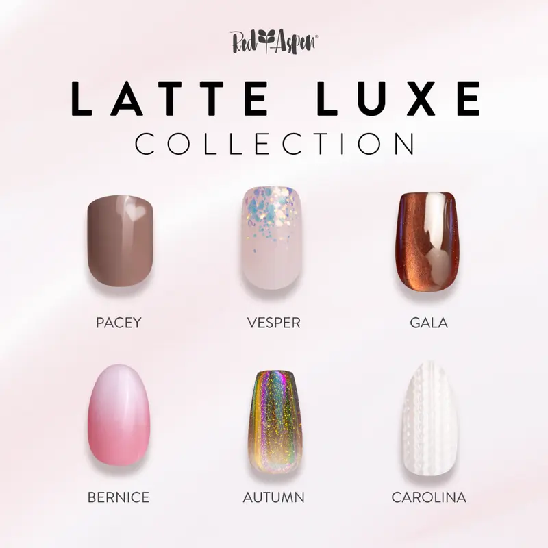 Red Aspen Latte Luxe Press On Nails Collection Salon-Quality Damage-Free 2-Week Wear Nail Dashes