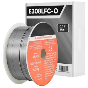 Flux Core MIG Welding Wire E308LFC-O 0.03-Inch 2 Lbs Spool, Gasless Self-Shielded Stainless Steel Wire with Low Spatter for All Position Arc Welding, Outdoor Use, Suitable for Automotive, Fabrication and DIY Projects