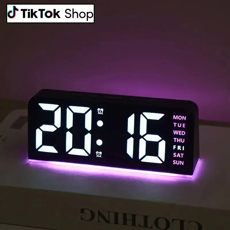 LED Digital Alarm Clock with Date and Temperature Display Multifunctional Desktop Electronic Clock for Bedroom Living Room Office Home Decor Bright Easy Read Time Display Adjustable Alarm Clock for Daily Use Nightstand Desk and Table