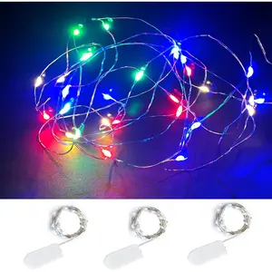 Pack of 3 Sets LED Starry String Lights with 10 Micro LEDs on 3.3ft(1m) Copper Wire, Fairy Lights Battery Powered by 2x CR2032(Incl), for Wedding or Christmas Party Table Decorations (multicolor 1M)