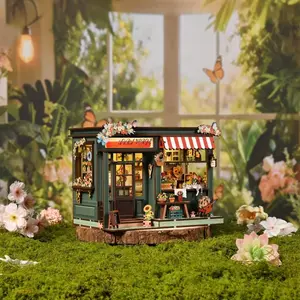 DIY Miniature House Kit, Build Your Own Small Model Home, Beginner Friendly 3D Wooden Bookshelf Corner, Perfect for Family Friends