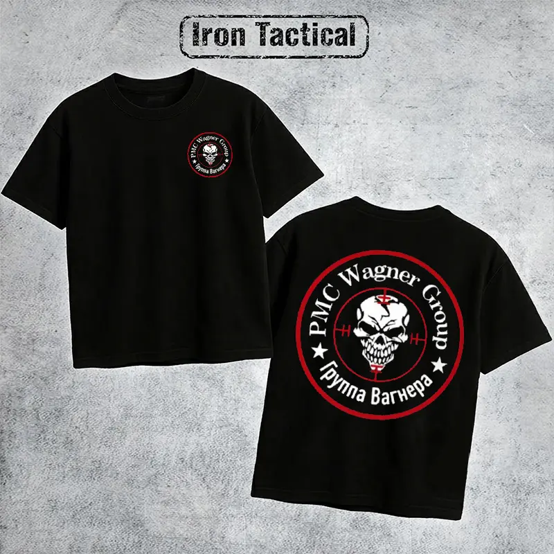Iron Tactical PMC Wagner Logo T Shirt Men's Retro Tactical Logo Graphic Tee Outdoor Sports Apparel Gift Men