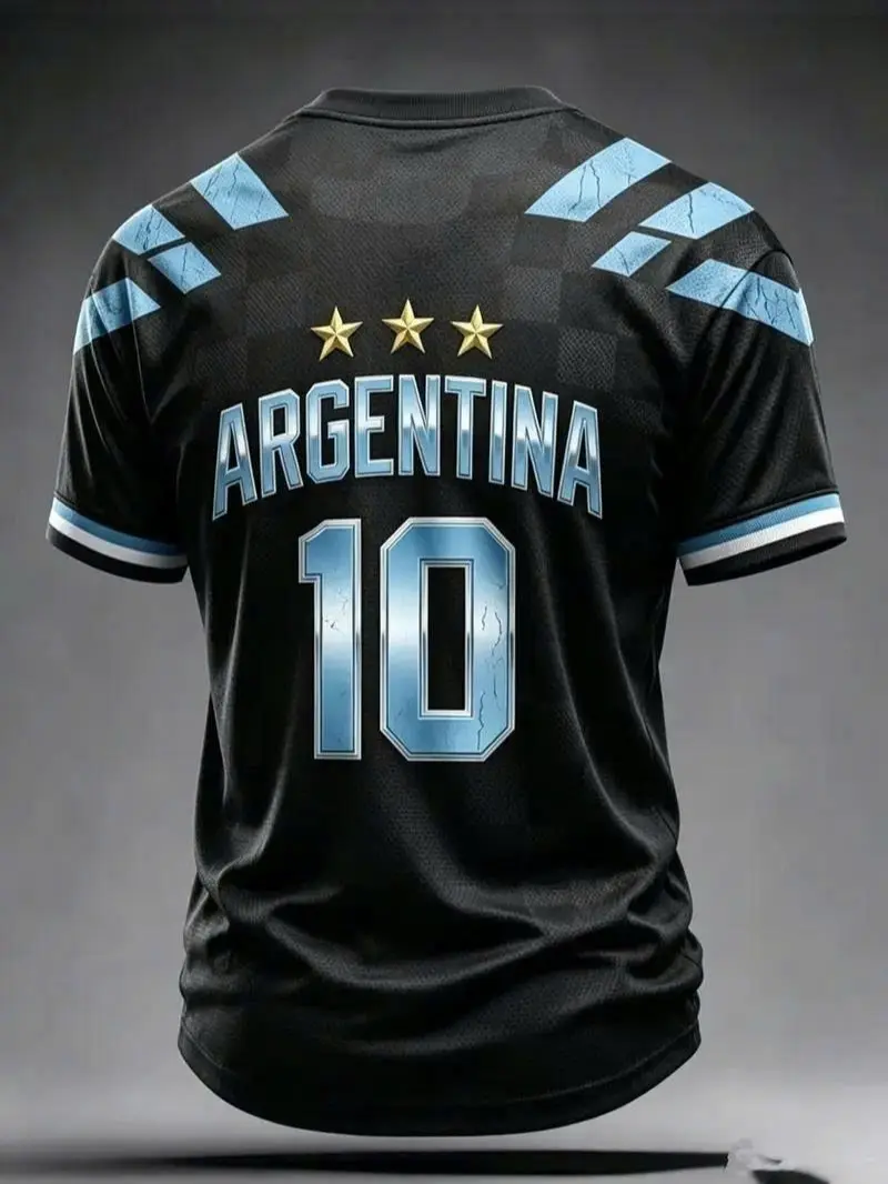 Argentina Inspired Black Soccer Jersey #10 – Premium Performance Football Fan T-Shirt