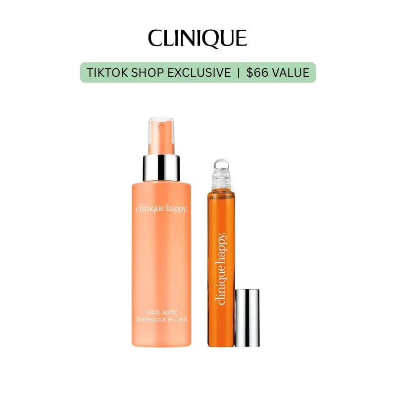 [Clinique] Clinique Happy Duo - Perfume Spray + Body Spray | Hair and Body Fragrance Mist | Women's Fragrance | Fruity Citrus-floral Scent | Mood-boosting