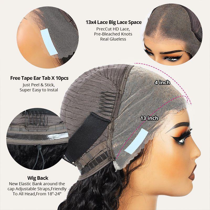 MYLOCKME Drawstring Wig 13x4 Body Wave Lace Frontal Wig Brazilian Glueless Lace Wig No Glue Pre-cut Frontal Wig For Beginners