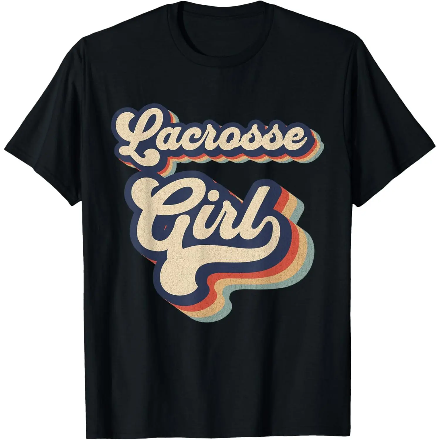 Lacrosse Girl Vintage Retro Design For Lacrosse Lovers Casual Short Sleeve Cotton T-Shirt