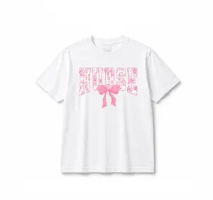 Pink Bow Coquette Nurse TShirt, Nurse Gift For Women, Nurse Floral Tee, Toile de Jouy Registered Nurse Shirt Top Womenswear