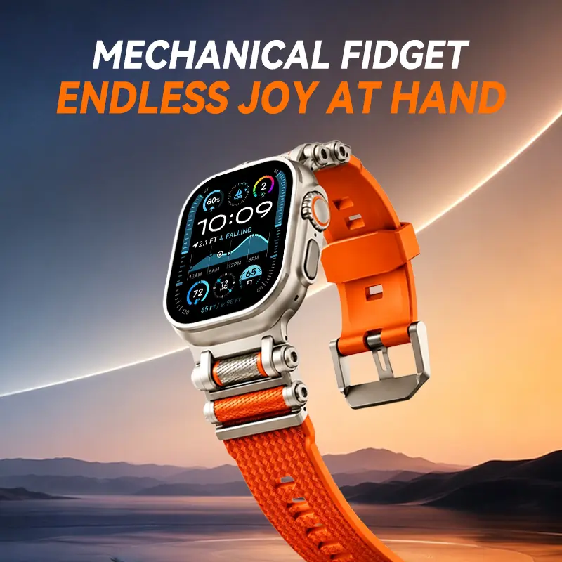 Vmylan Tactical Rubber Band featuring a Built-in Stainless Steel Fidget Ratchet. Rugged Heavy-Duty Replacement Strap for Men. Perfect for Apple Watch Ultra 49mm, Series 10 46mm, 45mm, 44mm, 42mm - Outdoor & Everyday Carry
