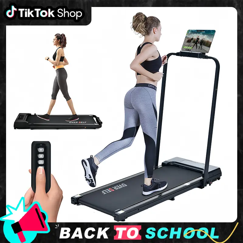 OVER SELF 6.2 mph Foldable Walkable walking Treadmill with Handle, Remote Control Exercise Equipment for Home and Office Use.Father's Day gift