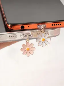Daisy Phone Dust Plug Decoration for Apple Charging Port, Type-C Earphone Dust Cover, Floral Style, All Seasons, Casual Design, Phone Charms