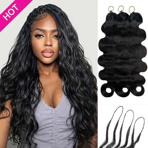 Asakiss Miracle Knots Human Hair Crochet Extensions - Body Wave Curls, Pre-Separated Feather Pieces, P4/27 Highlight, Knotless Hair Extension for Boho Braids, 50g/Pack, 4-5 Packs for Full Head Protective Styles