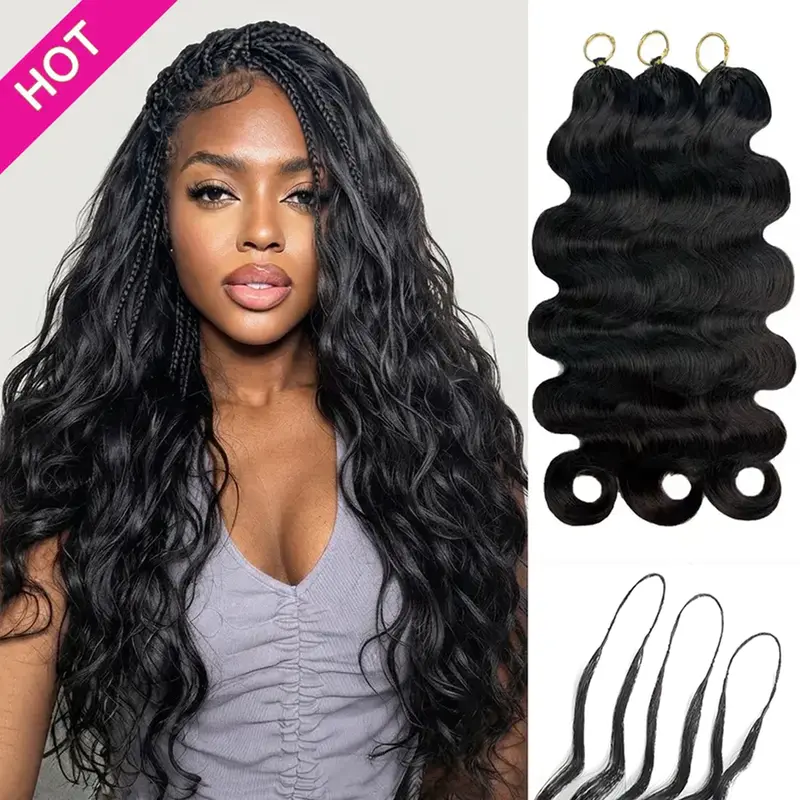Asakiss Miracle Knots Human Hair Crochet Extensions - Body Wave Curls, Pre-Separated Feather Pieces, P4/27 Highlight, Knotless Hair Extension for Boho Braids, 50g/Pack, 4-5 Packs for Full Head Protective Styles