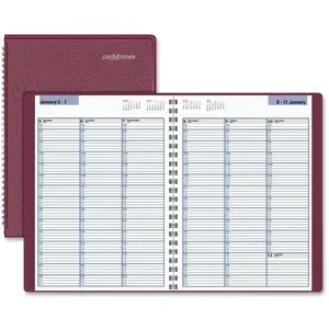 212 MAIN AAGG52014 Notebook Planner, 8x11 in. Weekly View Appointment Book with Quarter-Hour Scheduling, Simulated Leather Office Stationery Supply - Burgundy