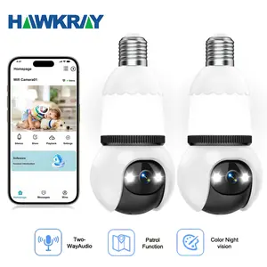 Hawkray 4MP Light Bulb security camera with 5G and 2.4GHz wireless indoor/outdoor camera with night vision, motion detection, 360° remote viewing and real-time alerts,24/7 Recording, Two-Way Audio for Home Security(2-pack)
