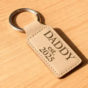 First Father Day Gift, Daddy est. 2025 Leather Keychain, Husband Valentine Gift, New Dad Gift, Personalized Leather Keychain for New Dad, Custom Dad Gift