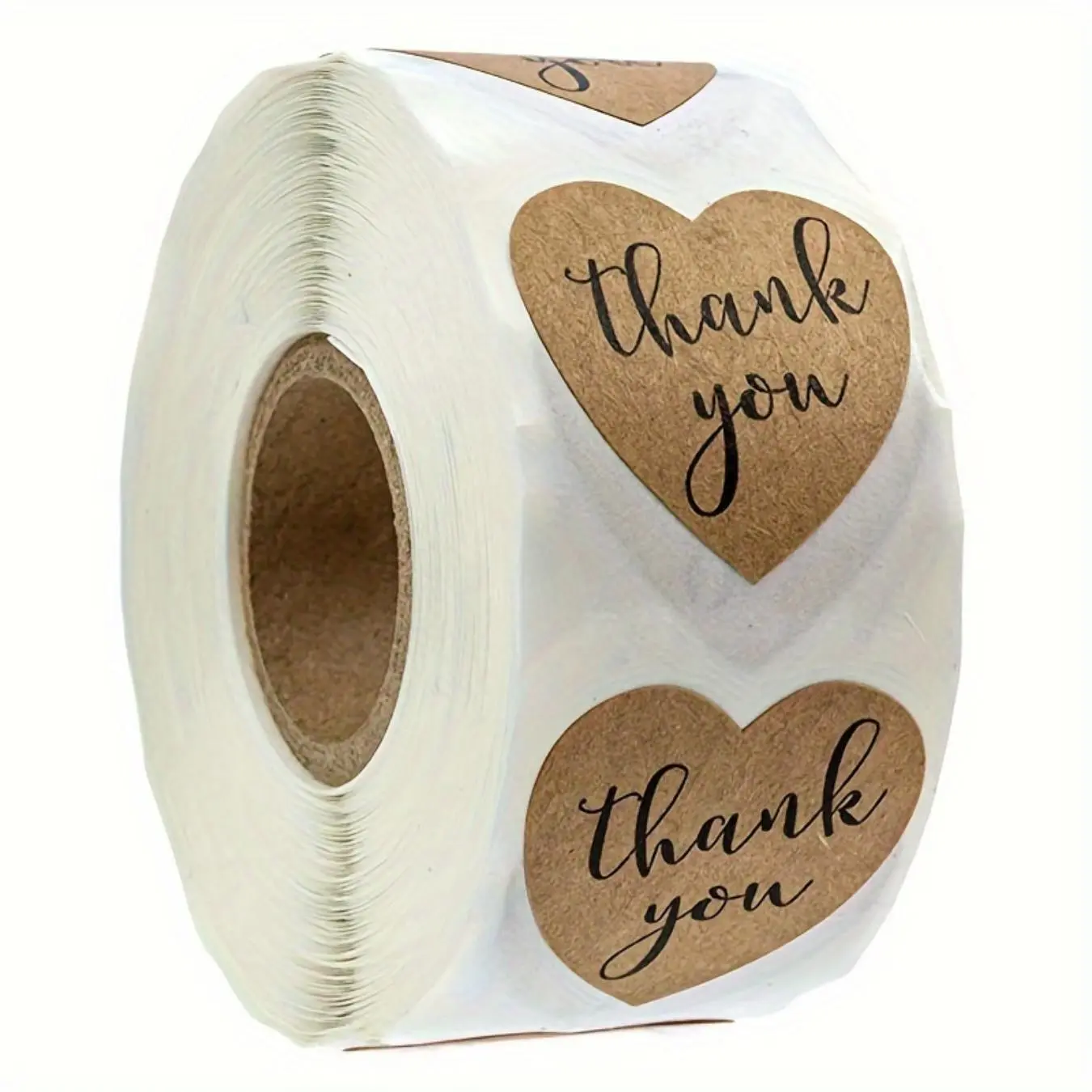 Heart Shaped Thank You Sticker, 500pcs/roll Kraft Paper Seal Sticker, Party Gift Wrapping Supplies for Bags, Boxes & Envelopes, Includes Sticker, Envelope Stickers, Sticker Packs