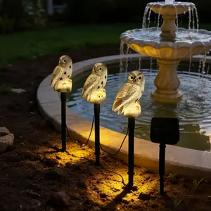 Outdoor Garden Owl Statue Solar Powered Ip65 Waterproof, Yard Porch Lawn Decoration, Holiday Ornament, Bird Deterrent Gift