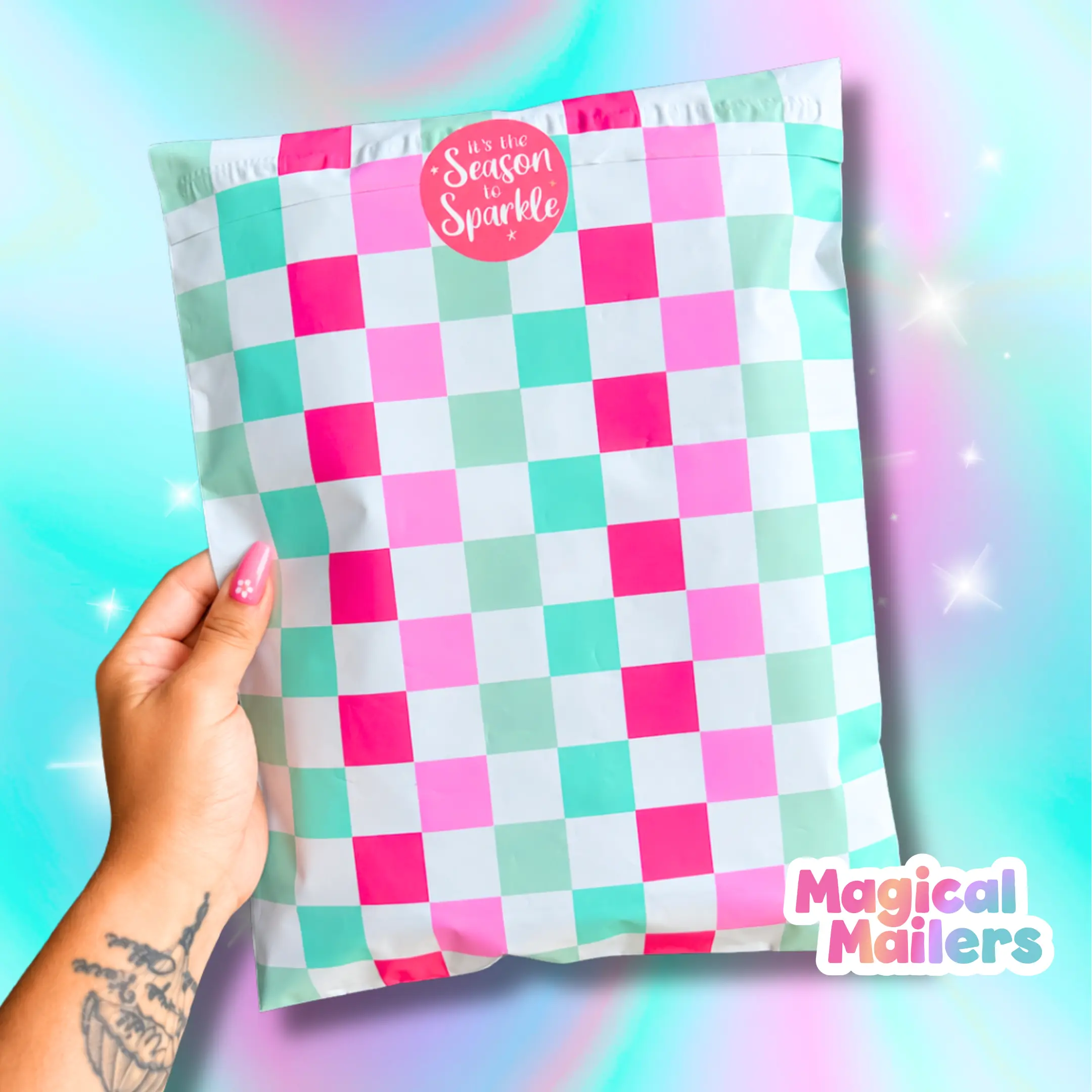Pink & Green Checkered Poly Mailer