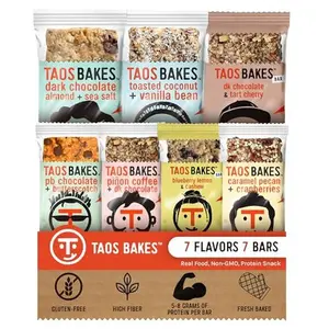Taos Bakes - Snack Bars - Protein Bars and Fiber packed Granola Bars - Gluten Free & Non-GMO - Healthy Snacks for Adults & Kids – Convenient Trail Mix Bars (1.8 Ounce (Pack of 7), Variety Pack)