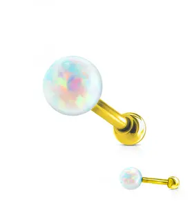 16G PVD Gold Opalite Tragus - Cartilage Barbell