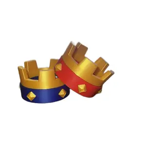 Royale Battle Clash Crown 3D Printed Gift for Gamers Red & Blue Crowns Emote Gold Filament Decor Mobile Collectibles Cake Topper Streamer Background Unique Home Decoration Accessory