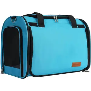 TWDEPART Cat Carrier Backpack - Multifunctional, Firm & Foldable with Roll-Up Shade, Breathable Design Includes Collapsible Bowl and Cushion (Blue)