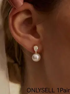 Zircon Pearl Bride Earrings, Elegant Hypoallergenic Wedding Jewelry, Perfect for Weddings, Parties, Dates, Daily Wear, Comfortable and Skin-Friendly