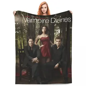 The Vampire Diaries Damon Salvatore Blanket Flannel Funny Warm Throw Blankets for Bedspread Spring/Autumn Suitable for beds and sofas can also be given as a gift
