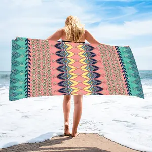 Comfortable Quick-Dry Beach Towel, Absorbent Towel, Bohemian Style Geometric Pattern, Ideal for Beach Pool Camping, Perfect Gift for Family Friends