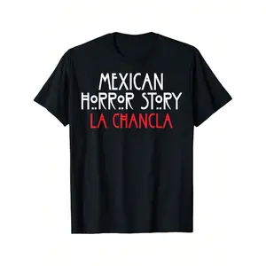 All-Season 100% Cotton T-Shirt, Funny Mexican La Chancla Survivor Mexican Horror Story T-Shirt Print, Soft And Comfortable, Perfect For Outdoor Work, Excursions, And Laid-Back Moments Casual Crewneck