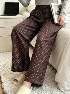 Plus Size Women Pajama Pants, Pajama Bottoms, Loose Fit Sleepwear Loungewear, Pjs, Pyjamas, Stylish Polka Dot Print Soft Comfortable Casual Loose Trousers, Loungewear