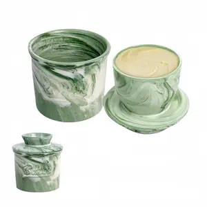 French Butter Container with Water Line, Ceramic Butter Dish with Lid, Tabletop Butter Holder, Home Kitchen Decor and Household Storage