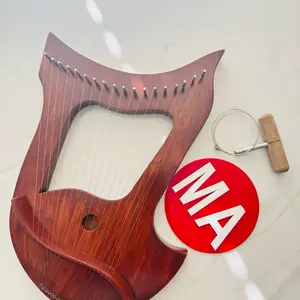 18 Strings Lyre Handmade Scottish Rosewood Lyre Harps Medieval Musical Instruments with Free Stings, Tuning Key & Bag