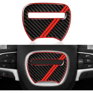 for 2015-2023 Dodge Challenger Accessories Carbon Fiber Decals Interior Stickers, Red