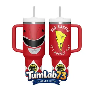 Full Color Ranger “It’s Morphin Time” 40oz Insulated Tumbler with Handle & Straw