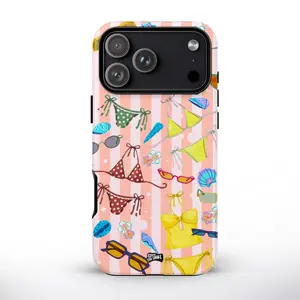 Cute Summer Bikini Collage Phone Case, Pastel Beach Aesthetic, Cute Trend Aesthetic, ip 17 16 Pro Max