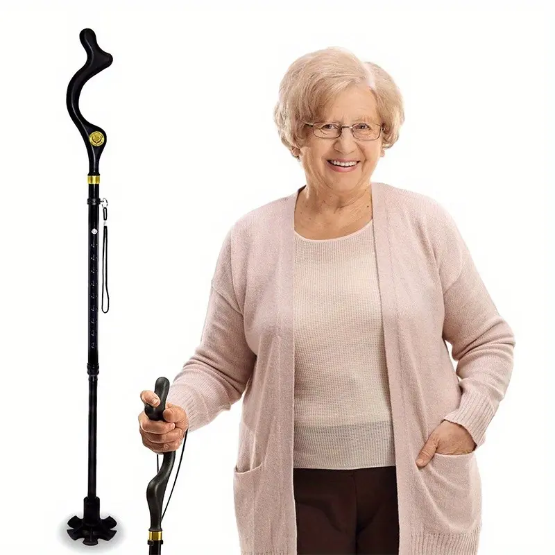 Cane for Men & Women - Walking Canes for Seniors, Folding Cane, Stick Made W/ Heavy-Duty Aluminum, Ergonomic Handle, Rubber Traction Tip, Elderly Assistance Products