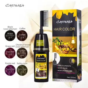 Black 3 in 1 Hair Dye Shampoo Natural Herbal Hair Dye for Women & Men Fast Acting Long Lasting 200ml with Comb