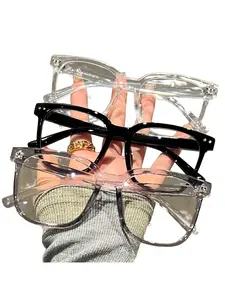 3 Pairs of Unisex Eyeglasses - Stylish Campus Style with Clear Black Frame and Face-Flattering Design