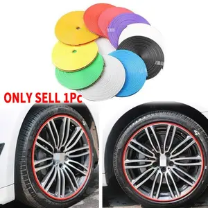Universal Fit Rubber Wheel HUB Protection Strip, 8m/314.96 Inch Vehicle Tire Edge Guard with Decorative Strips, Durable Wheel Center Trim Accessories, Car Wheels, Vehicle Compatibility