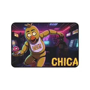 Chica Desk Mat - FNAF Gaming Mousepad, Vibrant 2D Style, High-Detail Desk Accessory, Five Nights at Freddy's Fan Art, Large Gaming Mat